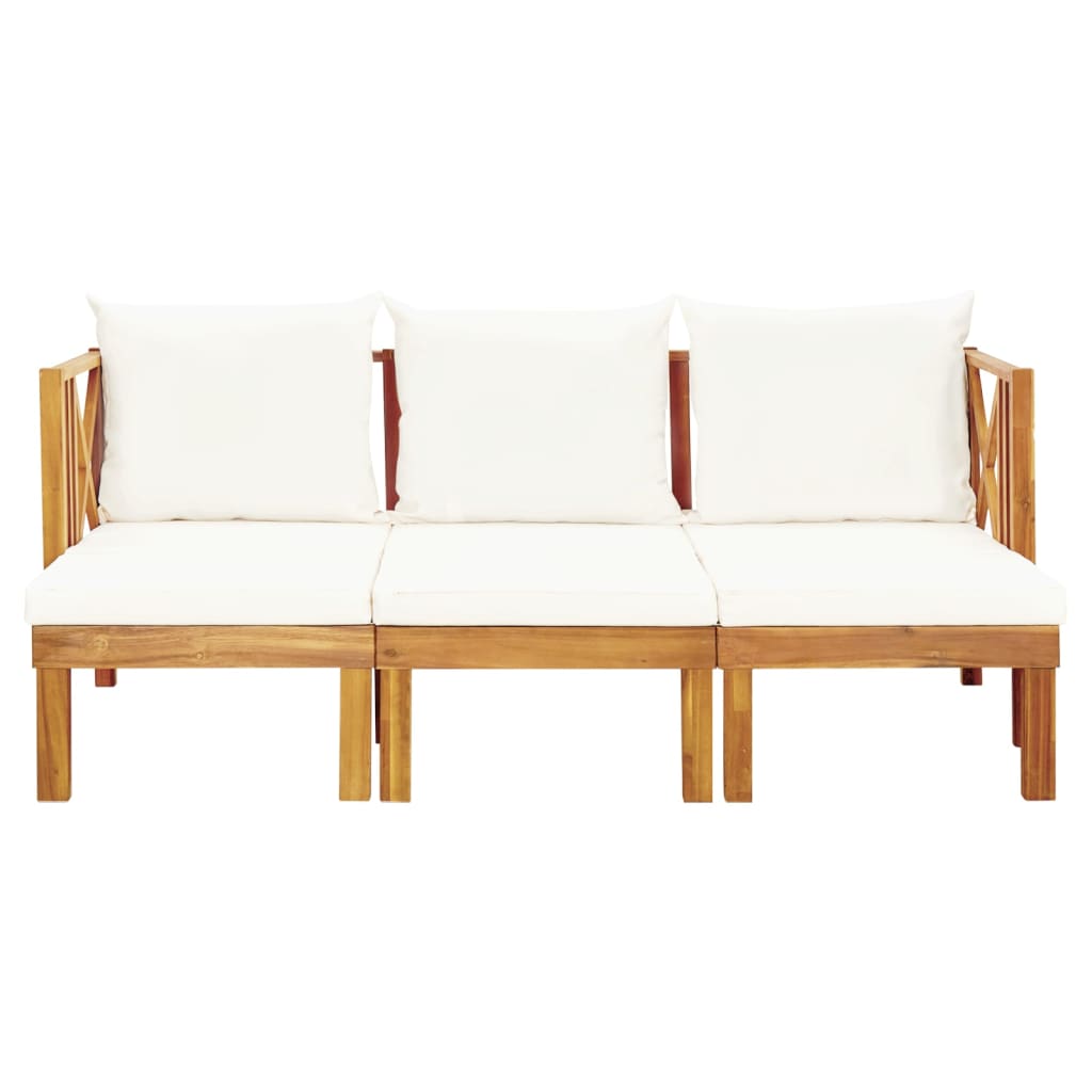 Banc de jardin 2 places avec coussins 122 cm en bois d'acacia massif