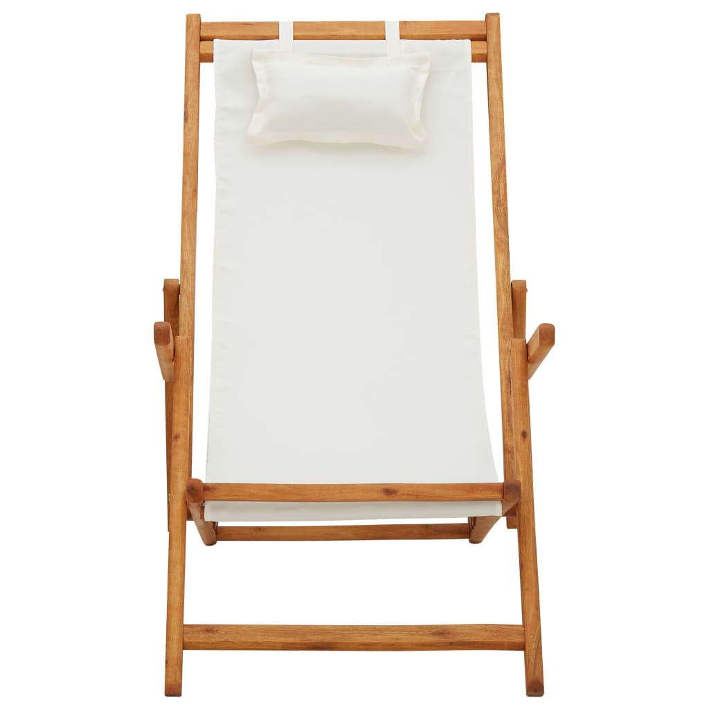 Chaise de plage pliable en tissu et structure en bois