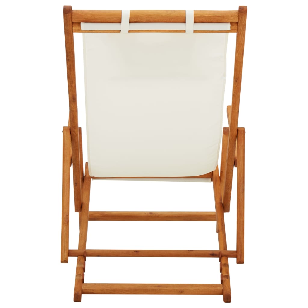 Chaise de plage pliable en tissu et structure en bois