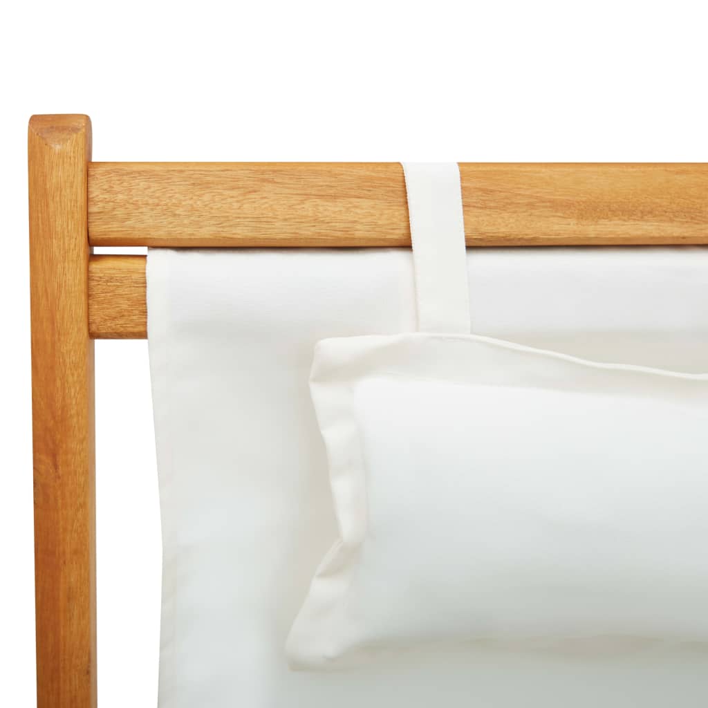 Chaise de plage pliable en tissu et structure en bois