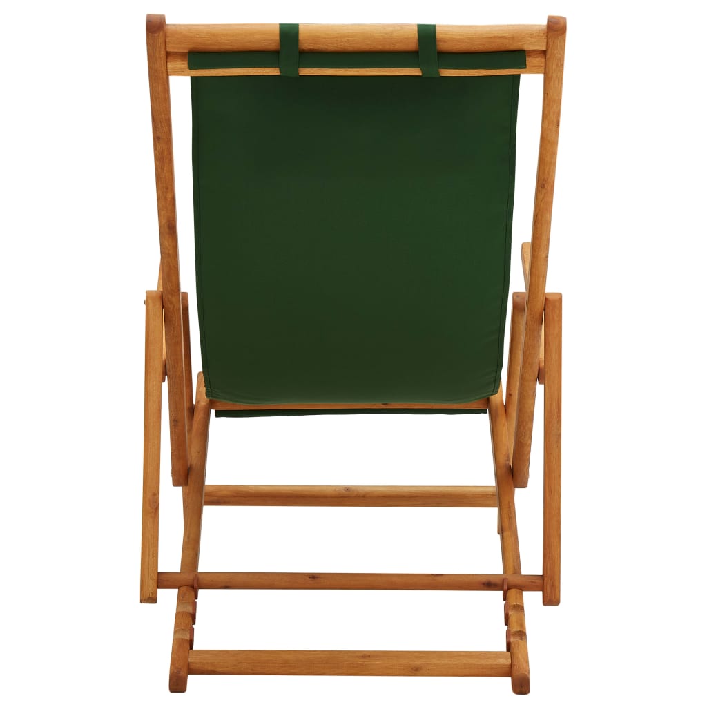 Chaise de plage pliable en tissu et structure en bois