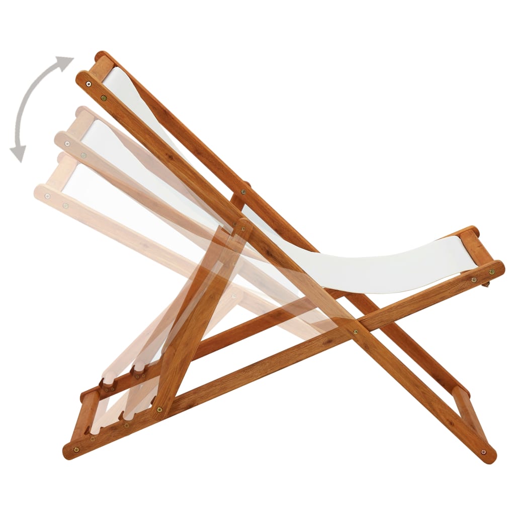 Chaise de plage pliable en bois d'eucalyptus et tissu