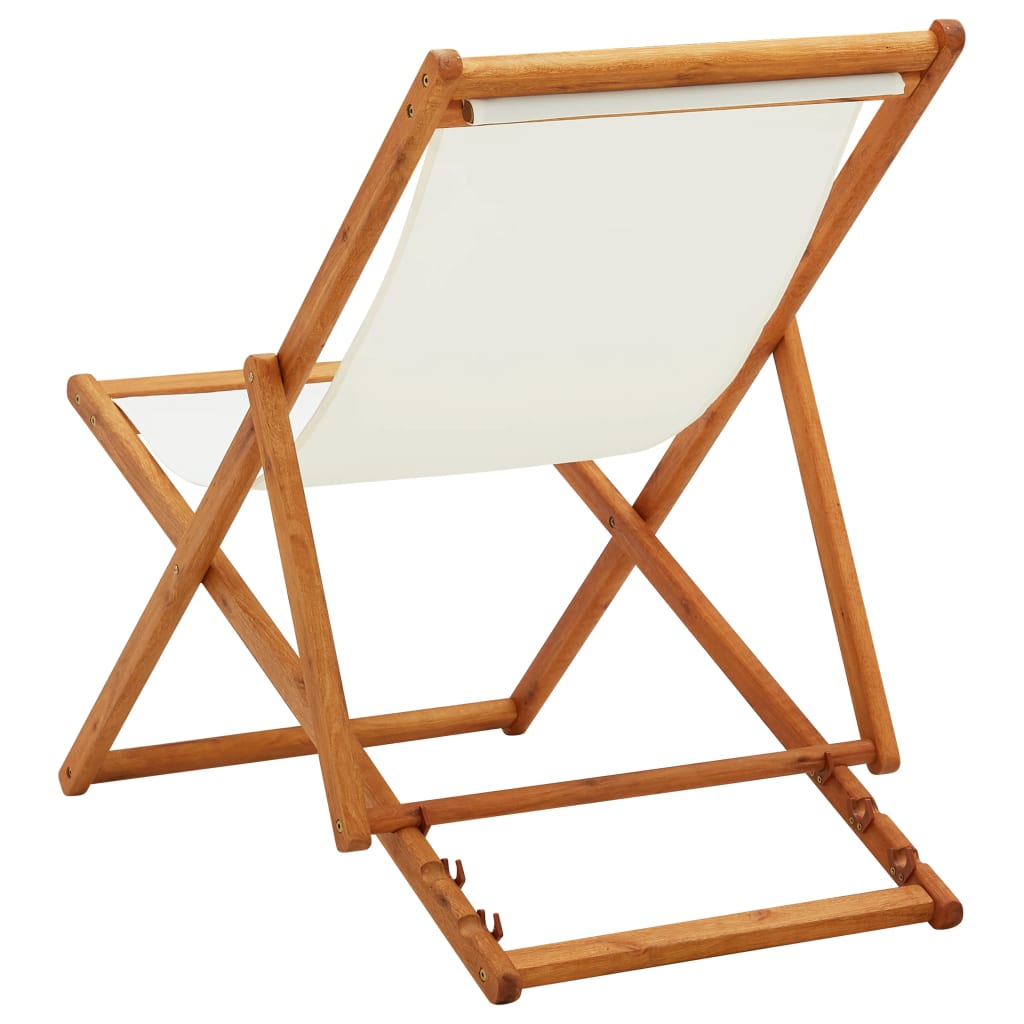 Chaise de plage pliable en bois d'eucalyptus et tissu