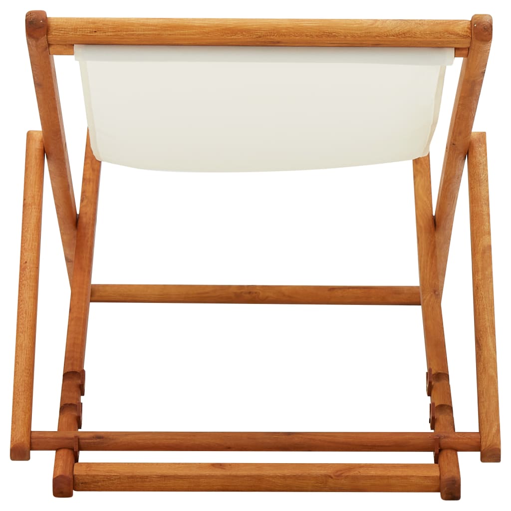 Chaise de plage pliable en bois d'eucalyptus et tissu