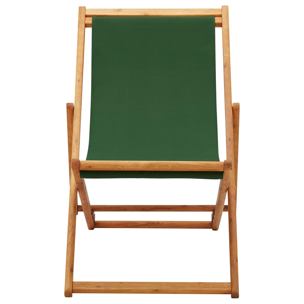 Chaise de plage pliable en bois d'eucalyptus et tissu