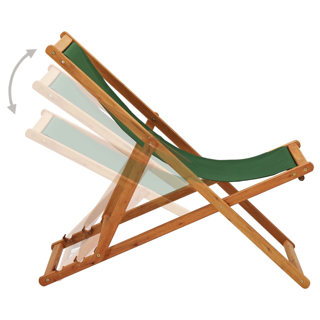 Chaise de plage pliable en bois d'eucalyptus et tissu