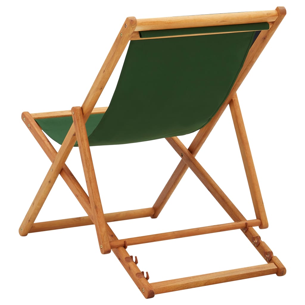 Chaise de plage pliable en bois d'eucalyptus et tissu