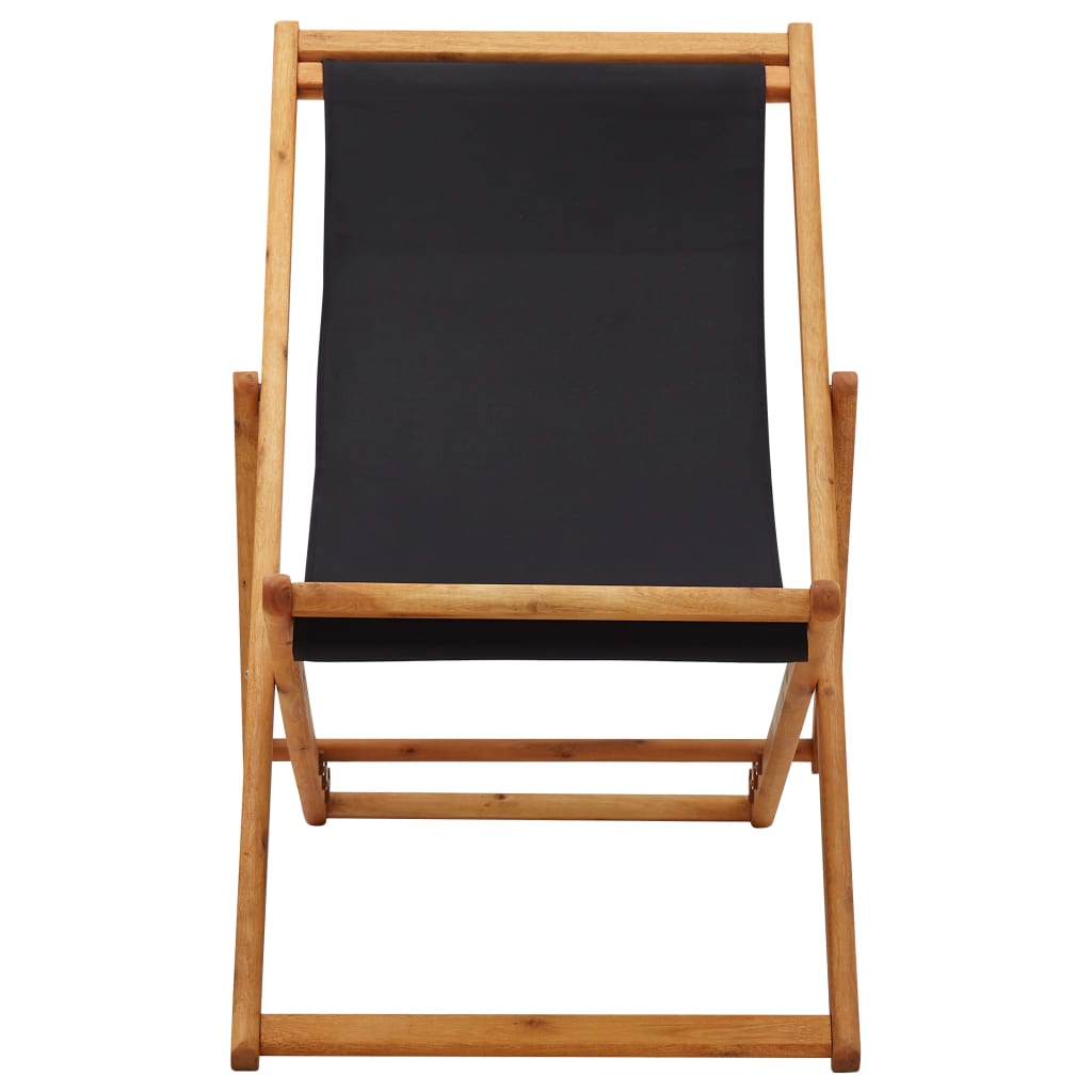 Chaise de plage pliable en bois d'eucalyptus et tissu