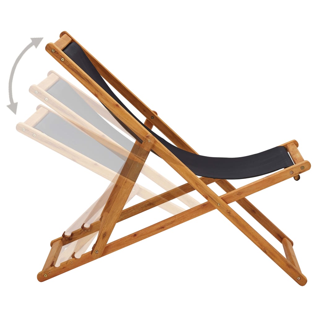 Chaise de plage pliable en bois d'eucalyptus et tissu