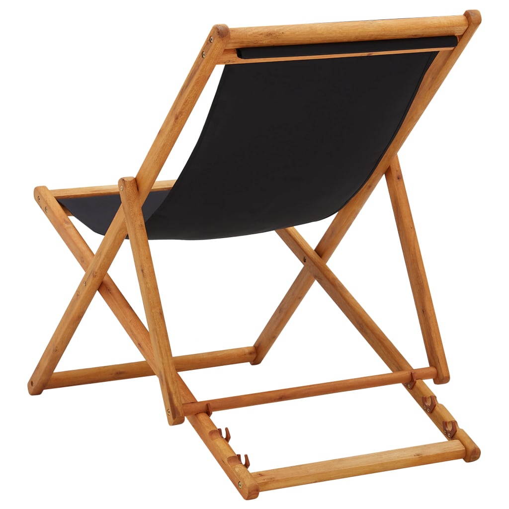 Chaise de plage pliable en bois d'eucalyptus et tissu