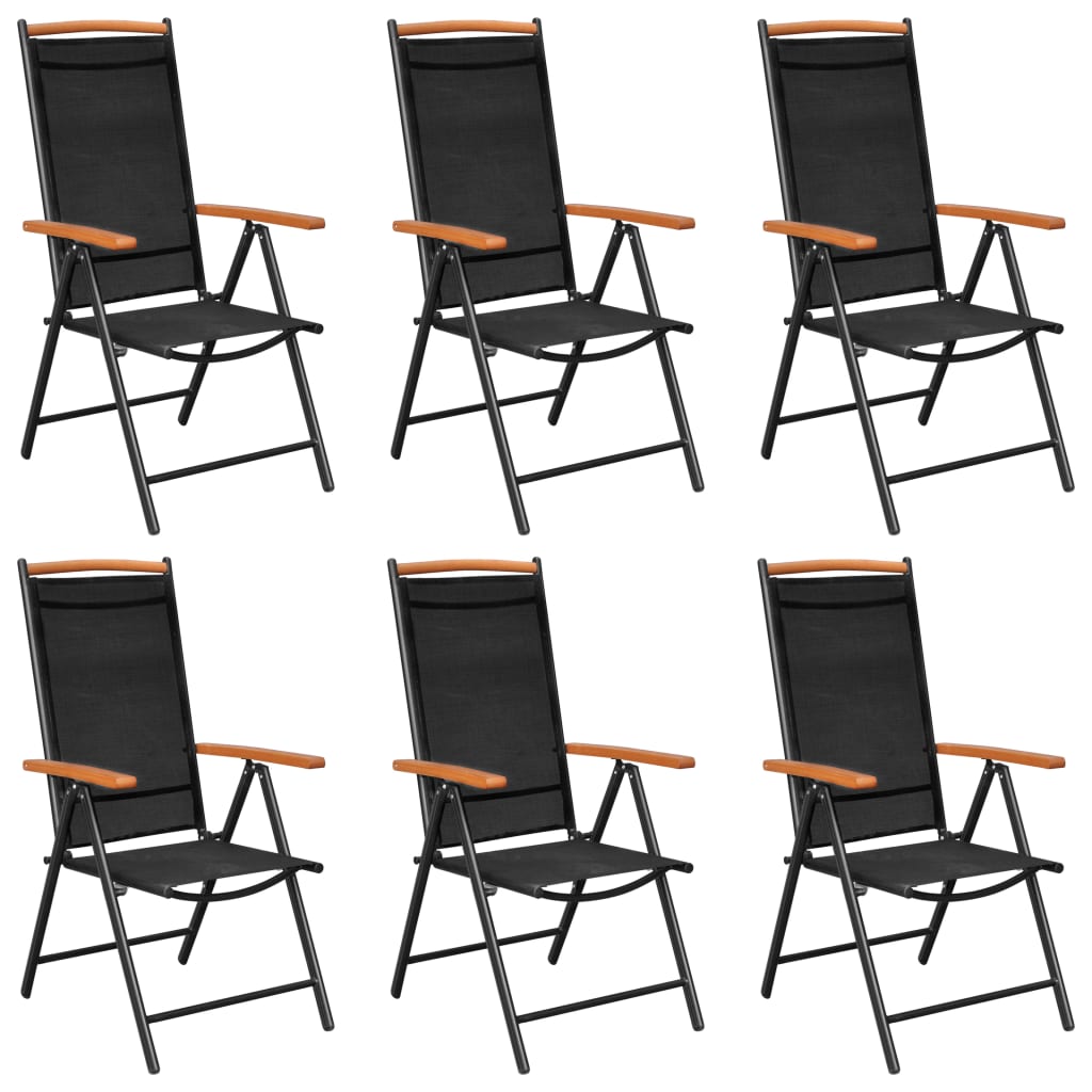 Chaises de jardin 6 pcs pliables textilène noir