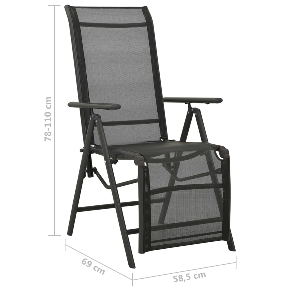 Chaises de jardin 2 pcs réglables textilène aluminium