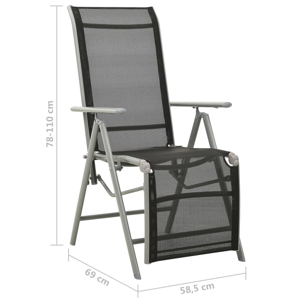 Tuinstoelen 2 st verstelbaar textileen aluminium