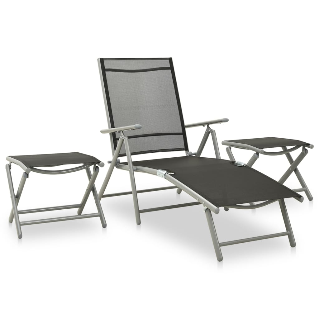 3-delige Loungeset textileen en aluminium