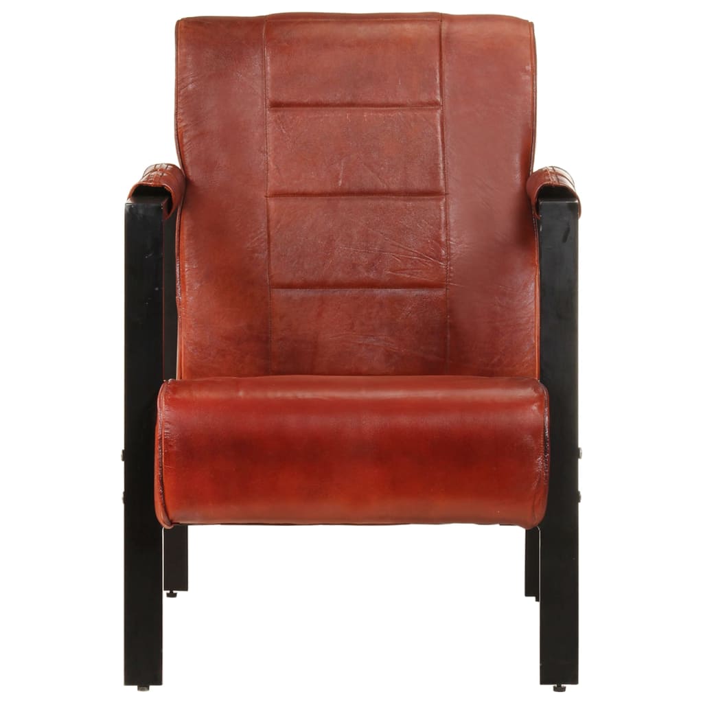 Fauteuil 60x80x87 cm véritable peau de chèvre marron foncé