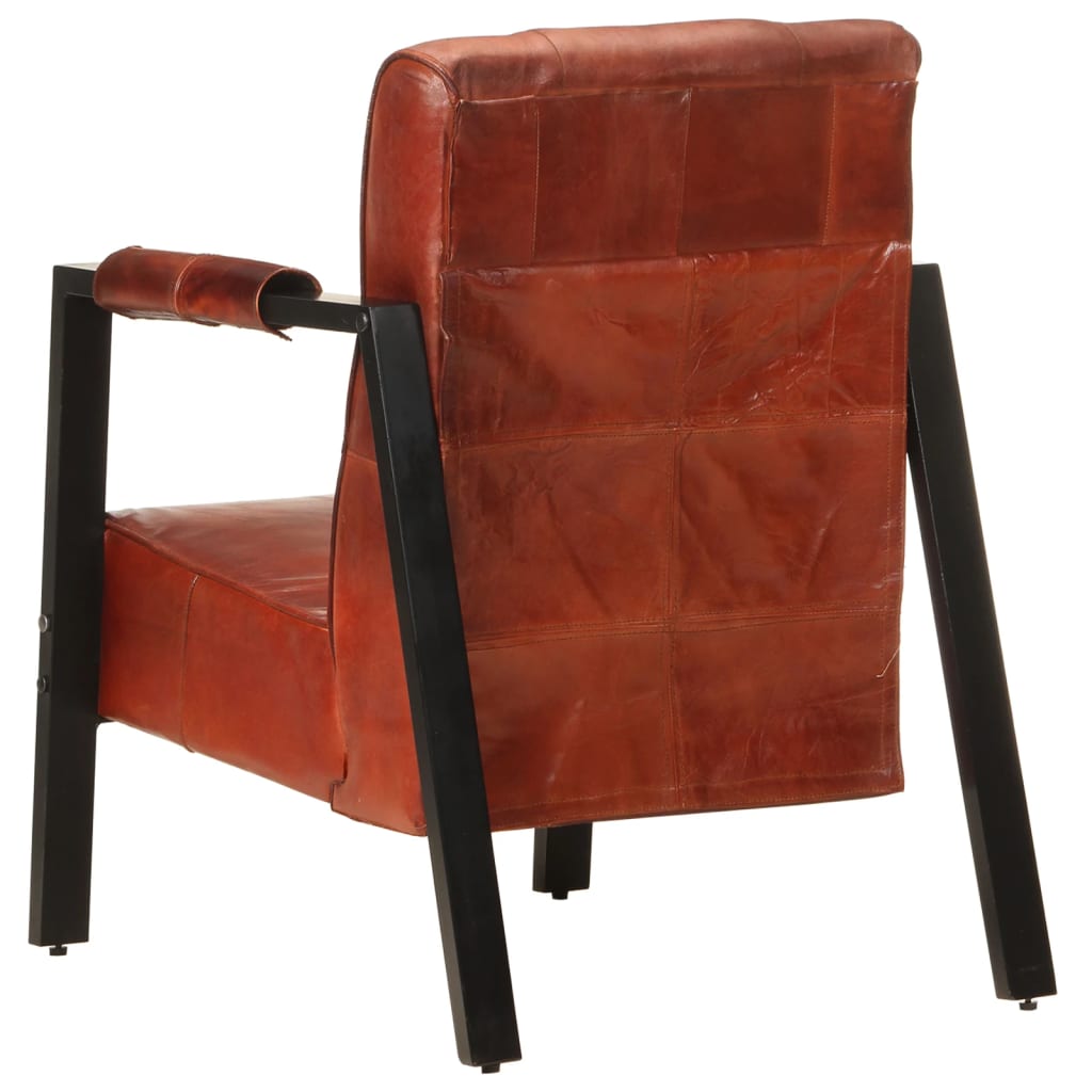 Fauteuil 60x80x87 cm véritable peau de chèvre marron foncé