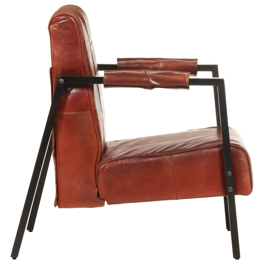 Fauteuil 60x80x87 cm véritable peau de chèvre marron foncé