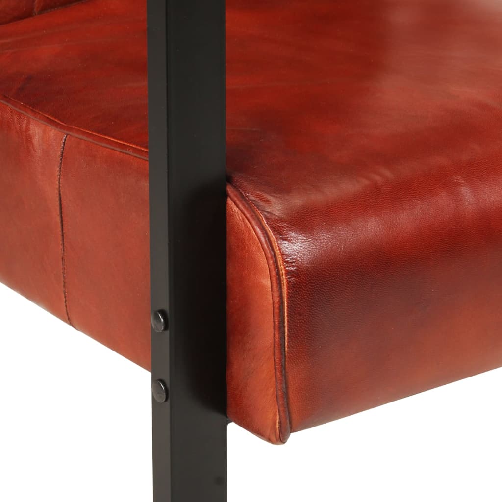 Fauteuil 60x80x87 cm véritable peau de chèvre marron foncé