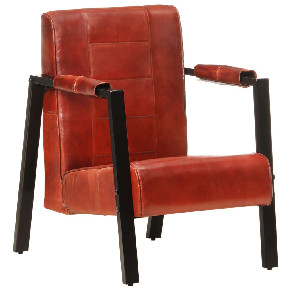 Fauteuil 60x80x87 cm véritable peau de chèvre marron foncé