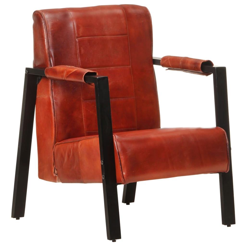 Fauteuil 60x80x87 cm véritable peau de chèvre marron foncé