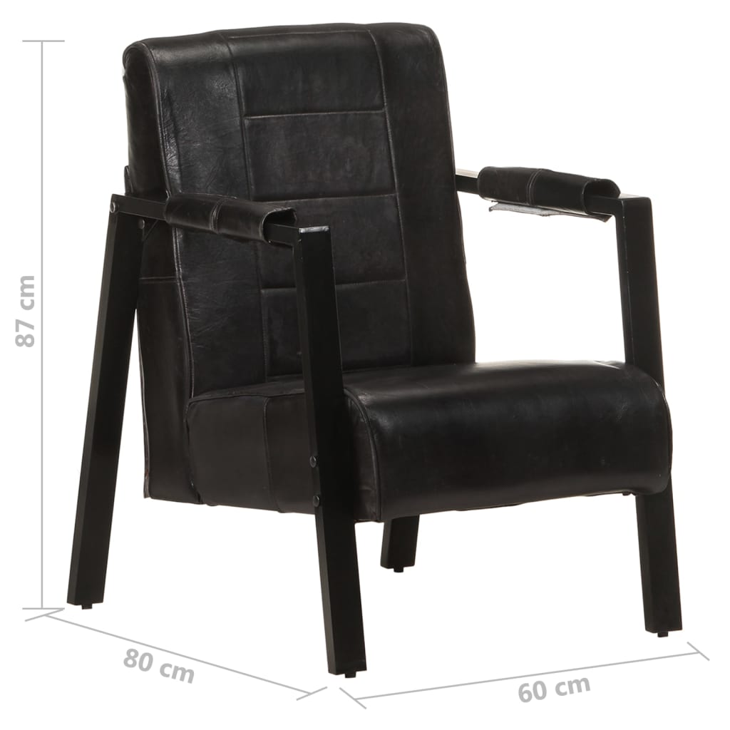 Fauteuil 60x80x87 cm echt geitenleer donkerbruin