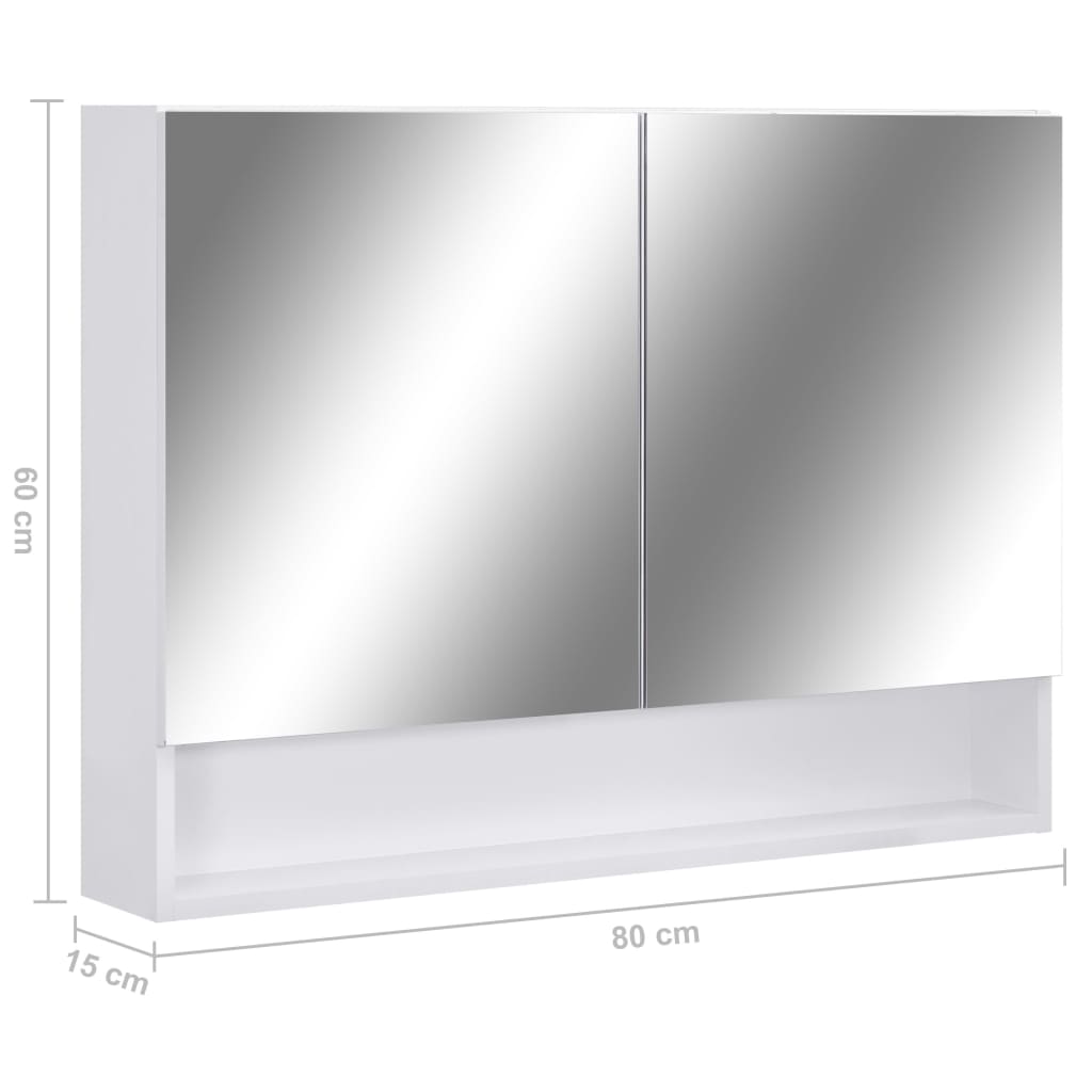 Armoire de toilette avec miroir LED 80x15x60 cm MDF