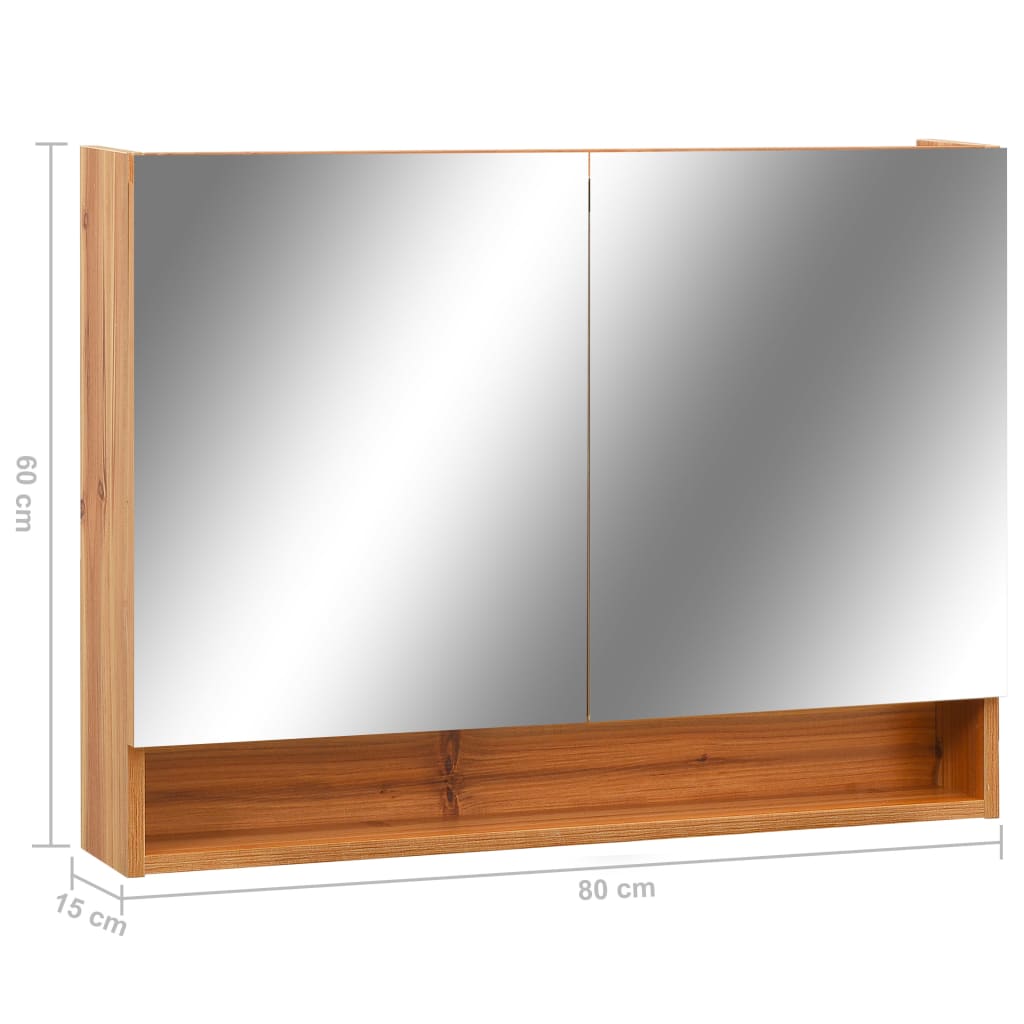 Armoire de toilette avec miroir LED 80x15x60 cm MDF