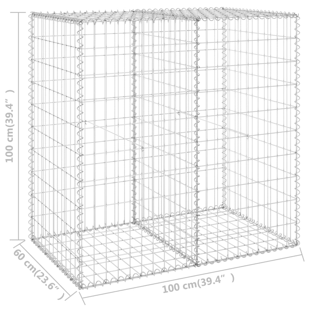 Schanskorfmuur met deksels 150x60x100 cm gegalvaniseerd staal