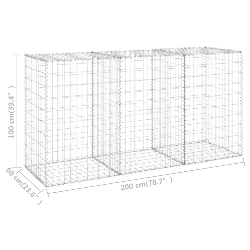 Schanskorfmuur met deksels 150x60x100 cm gegalvaniseerd staal