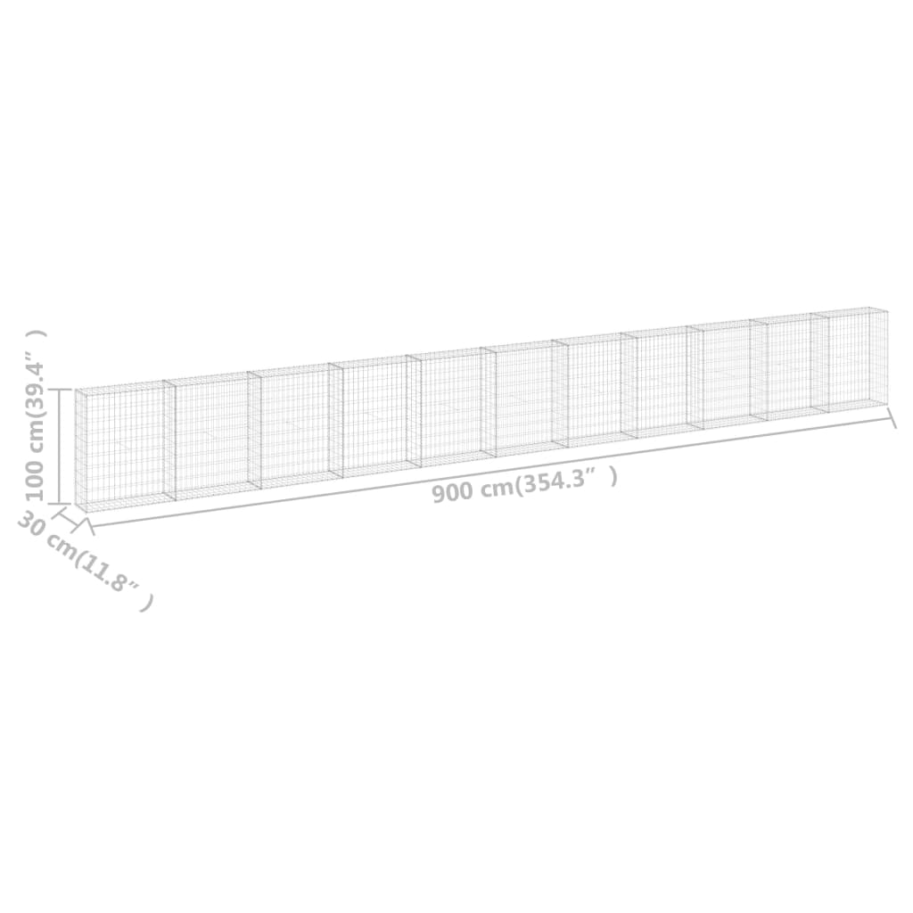 Schanskorfmuur met deksels 150x60x100 cm gegalvaniseerd staal