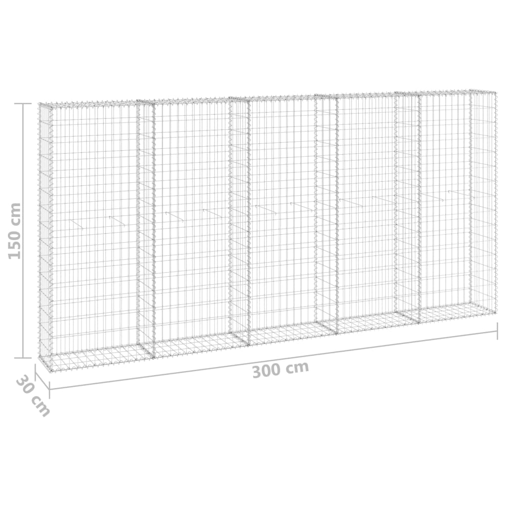 Schanskorfmuur met deksels 150x60x100 cm gegalvaniseerd staal