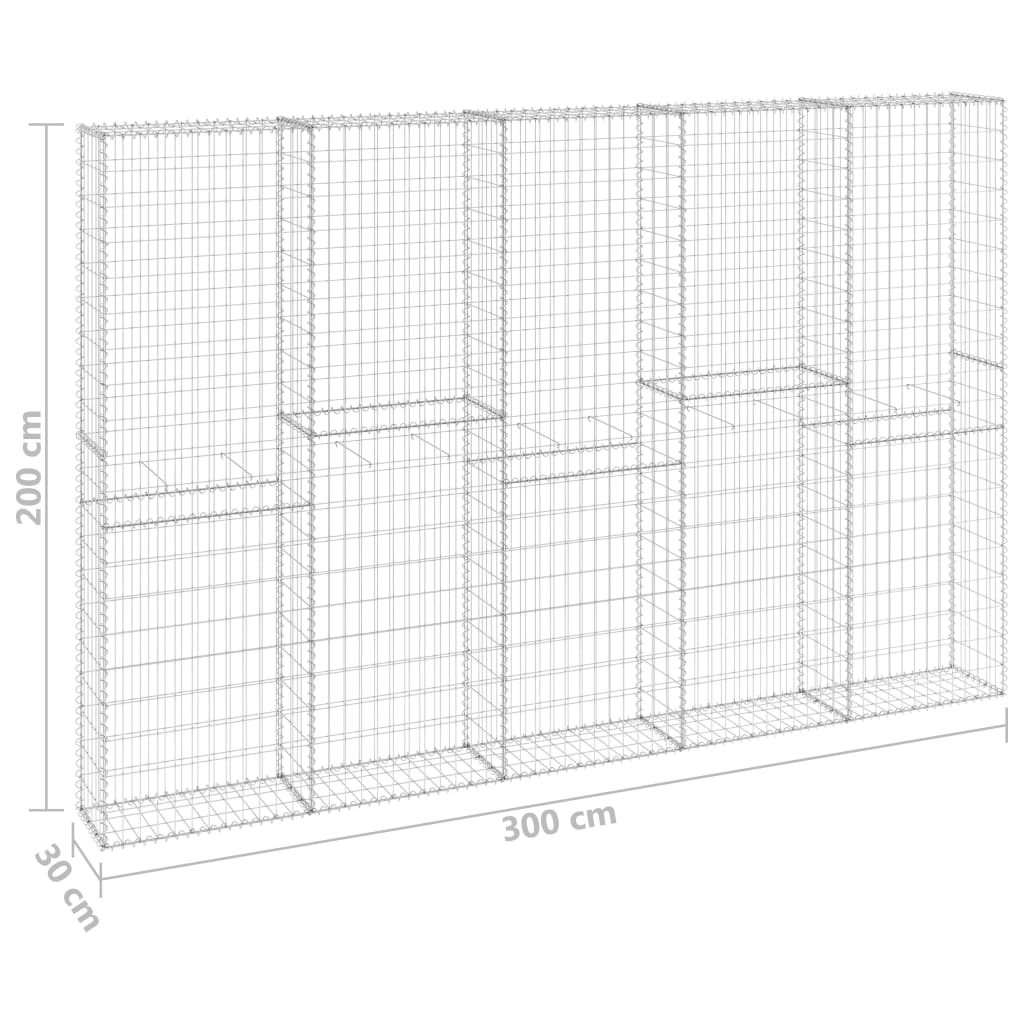 Schanskorfmuur met deksels 150x60x100 cm gegalvaniseerd staal