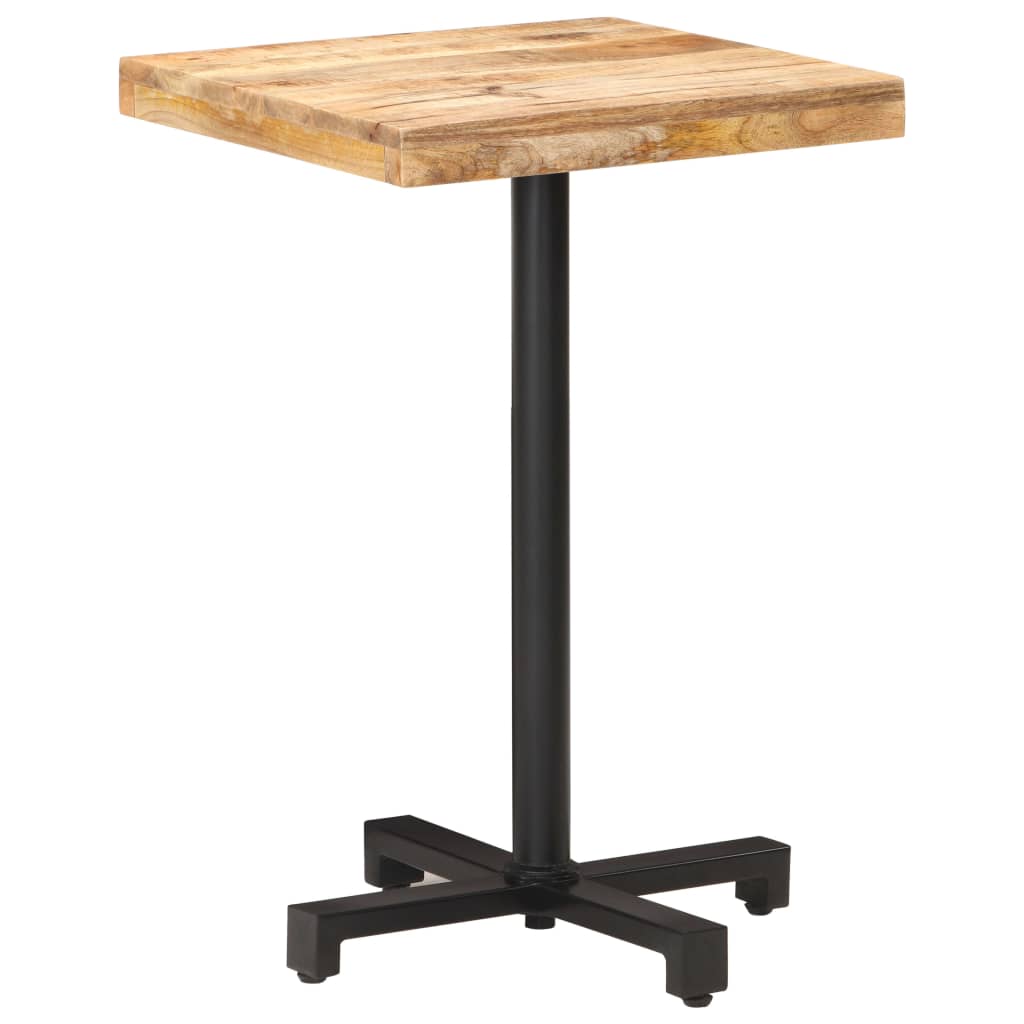 Table bistro carrée 60x60x75 cm bois de manguier brut