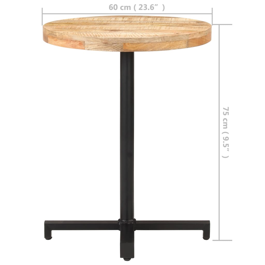 Table bistro carrée 60x60x75 cm bois de manguier brut