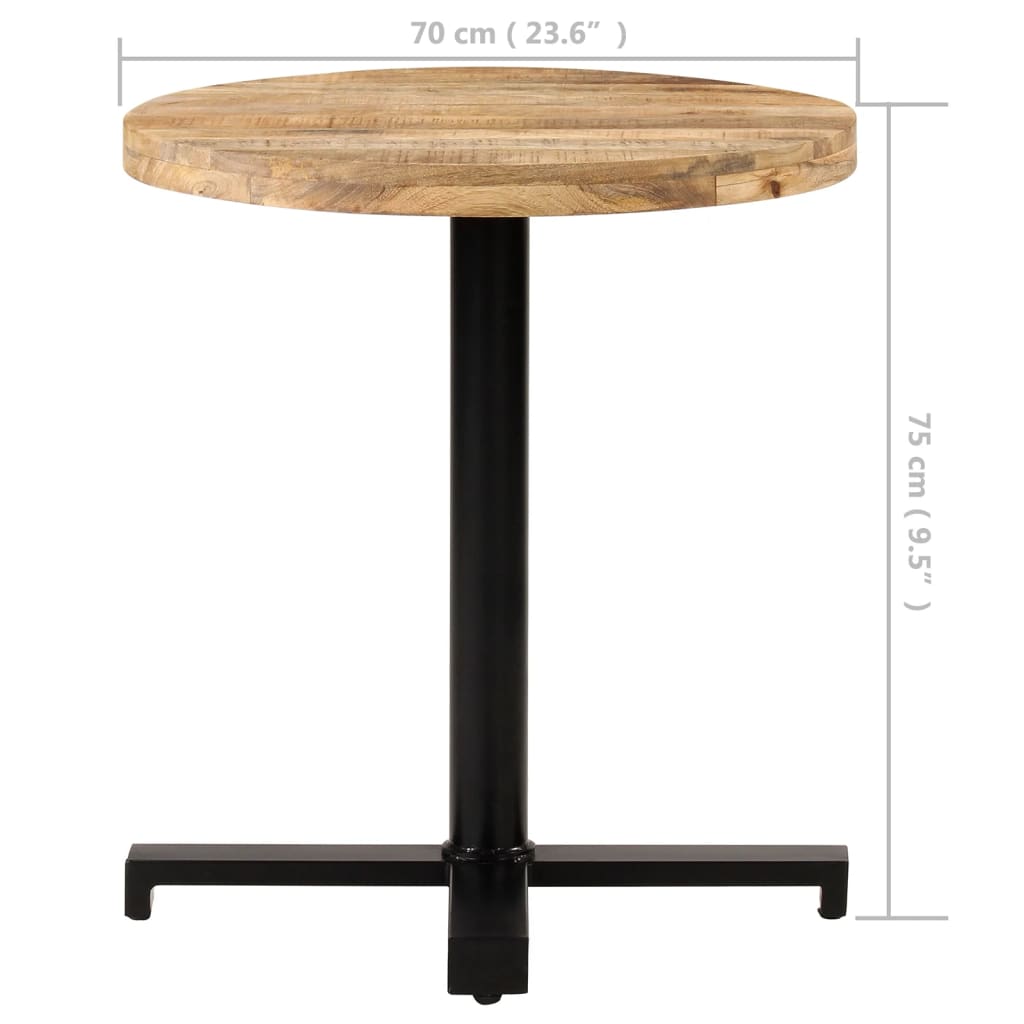 Table bistro carrée 60x60x75 cm bois de manguier brut