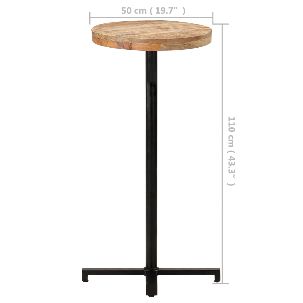 Table bistro carrée 60x60x75 cm bois de manguier brut