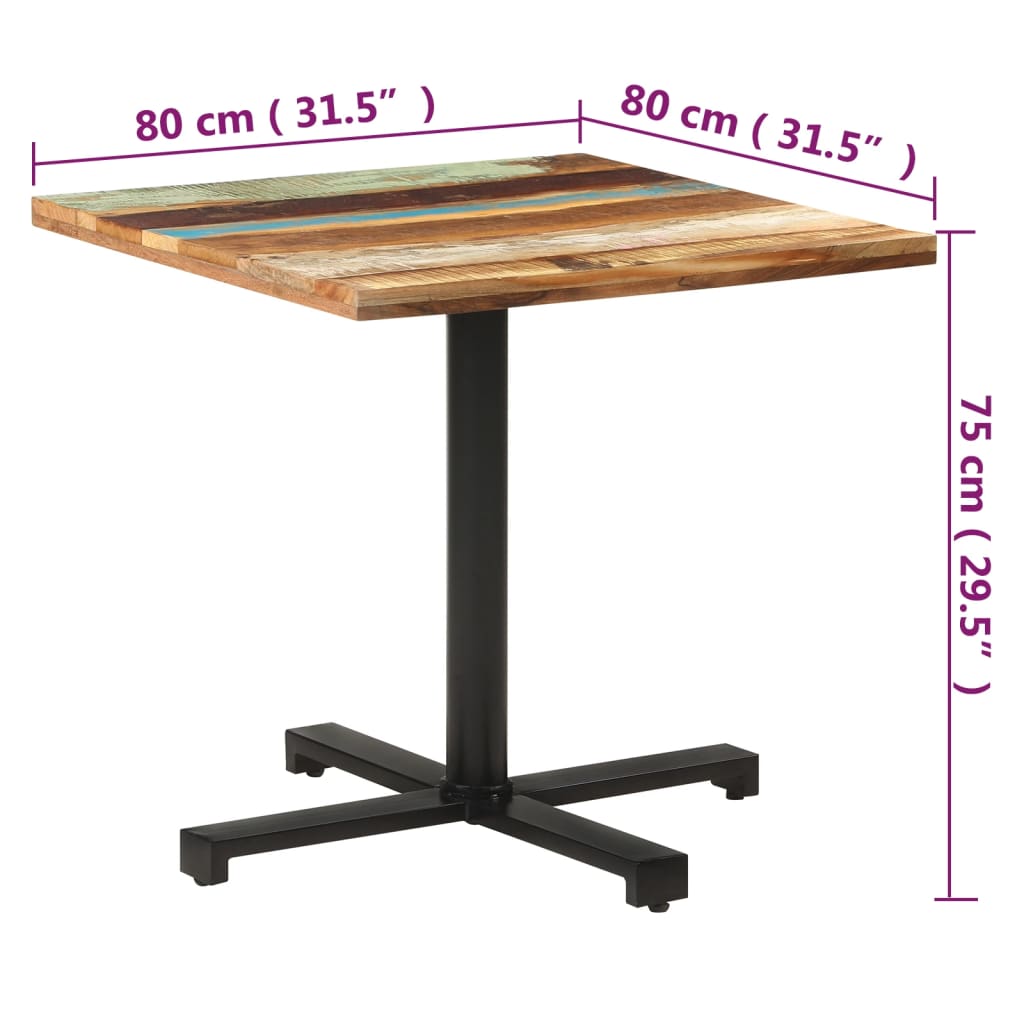 Bistrotafel rond Ø 80x75 cm massief gerecycled hout