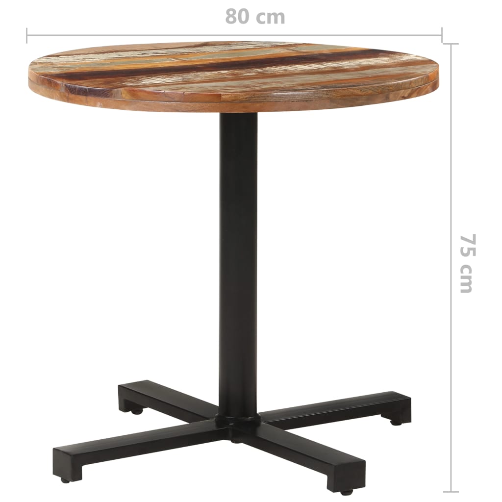 Table bistro carrée 60x60x75 cm bois de manguier brut