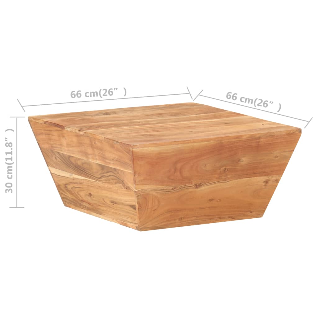 Table basse en forme de V 66x66x30 cm en bois d'acacia massif