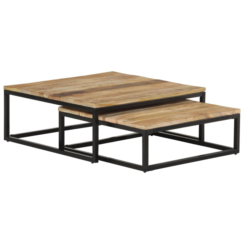 Ensemble de table basse 2 pièces en bois d'acacia massif