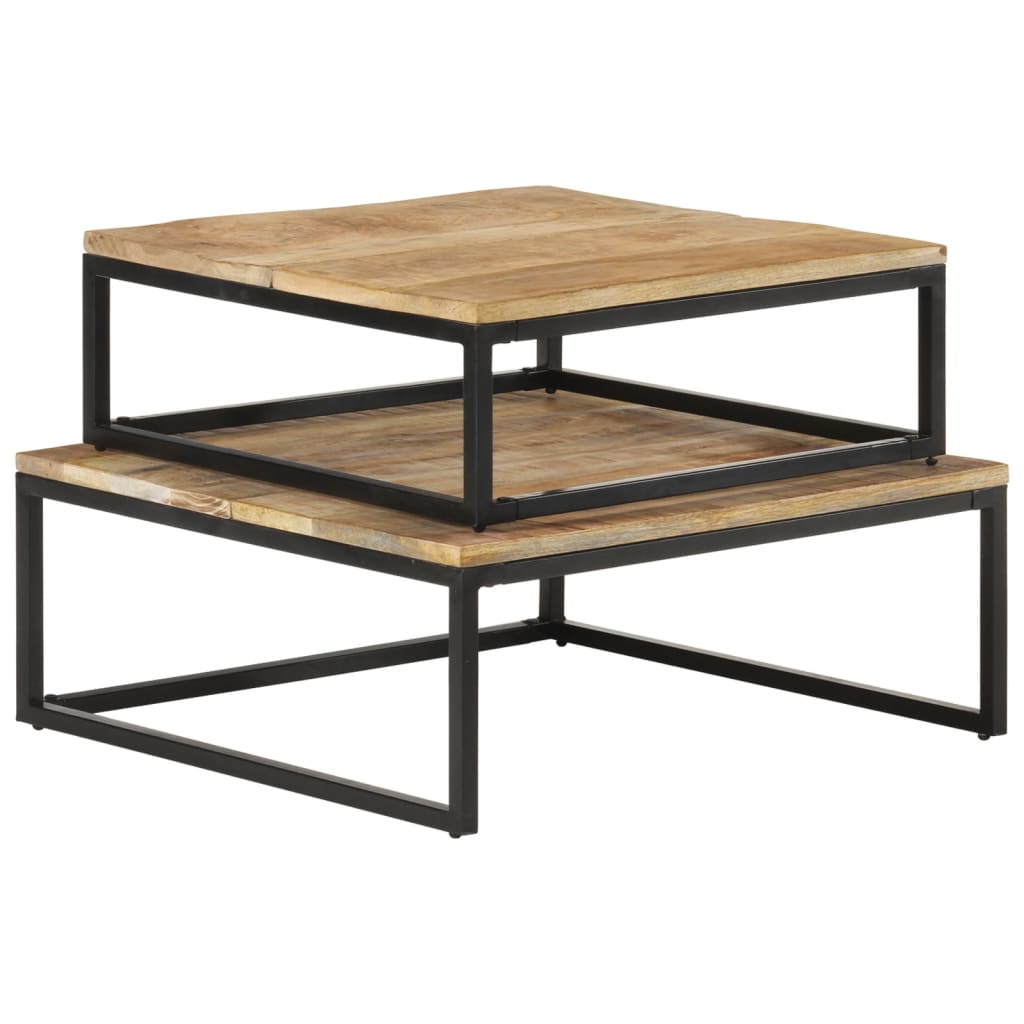 Ensemble de table basse 2 pièces en bois d'acacia massif