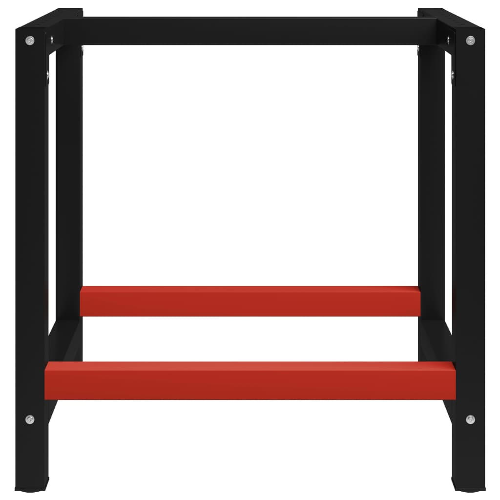 Werkbankframe 80x57x79 cm metaal zwart en rood