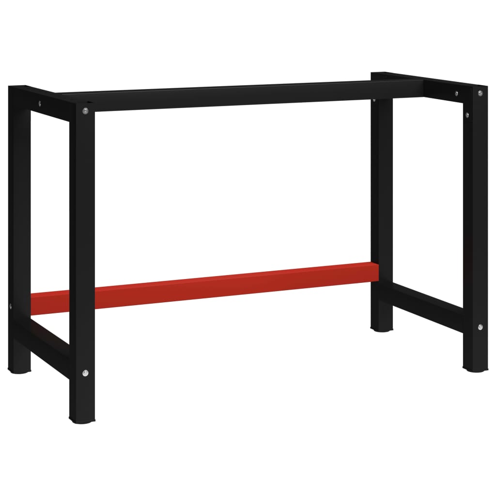 Werkbankframe 150x57x79 cm metaal zwart en rood