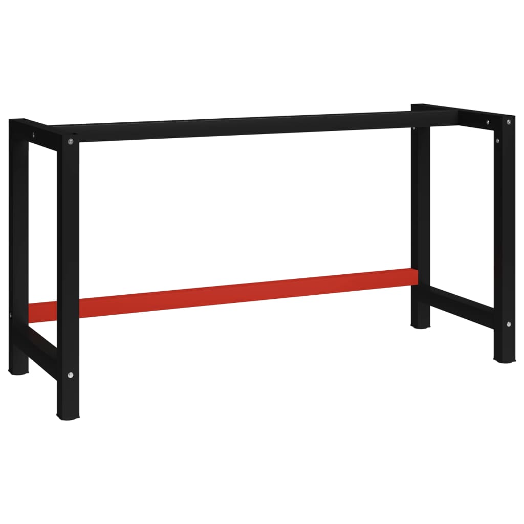 Werkbankframe 150x57x79 cm metaal zwart en rood