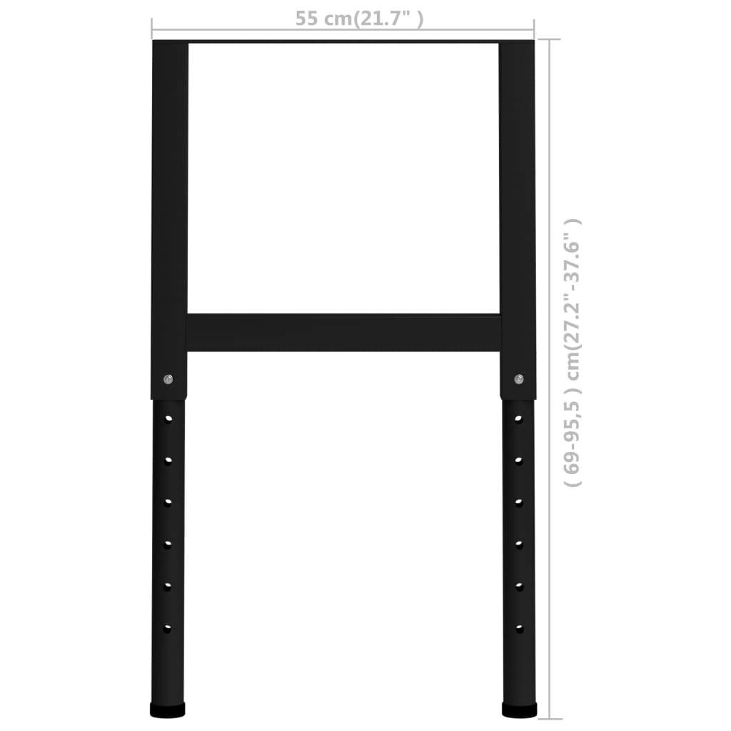 Werkbankframes verstelbaar 2 st 55x(69-95,5) cm metaal