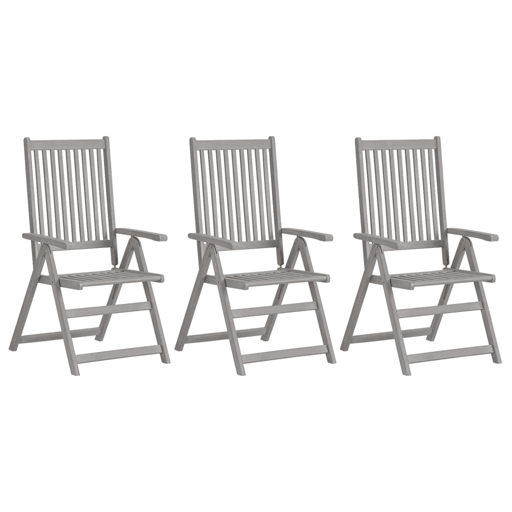 Chaises de jardin 6 pcs réglables en bois d'acacia massif gris