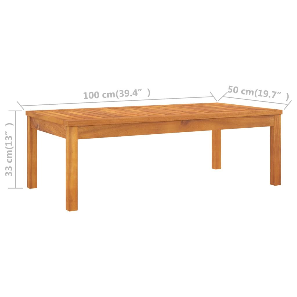 Table basse 100x50x33 cm en bois d'acacia massif