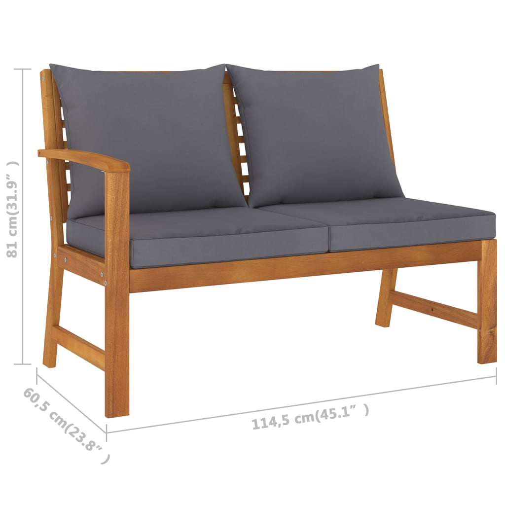 Canapé d'angle sectionnel avec coussin en bois d'acacia massif