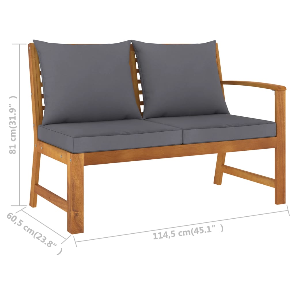 Canapé d'angle sectionnel avec coussin en bois d'acacia massif