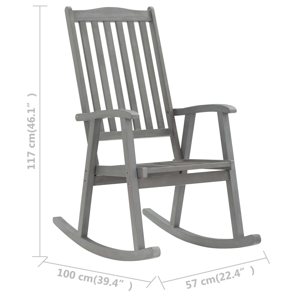 Chaise à bascule en bois d'acacia massif